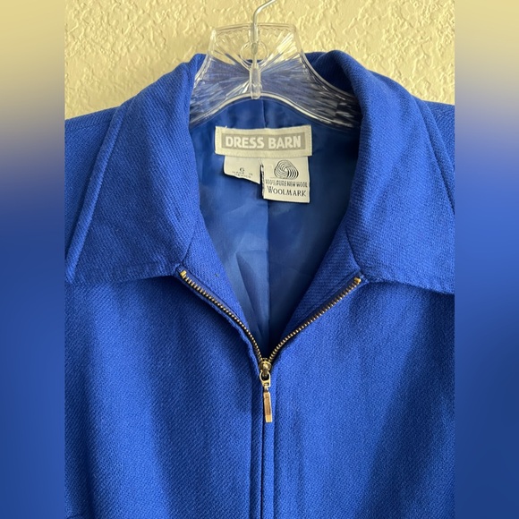 Dressbarn Wool Vintage Blazer Blue Zip Up Lined Career Long Sleeve Chic Size 6 - Picture 10 of 12